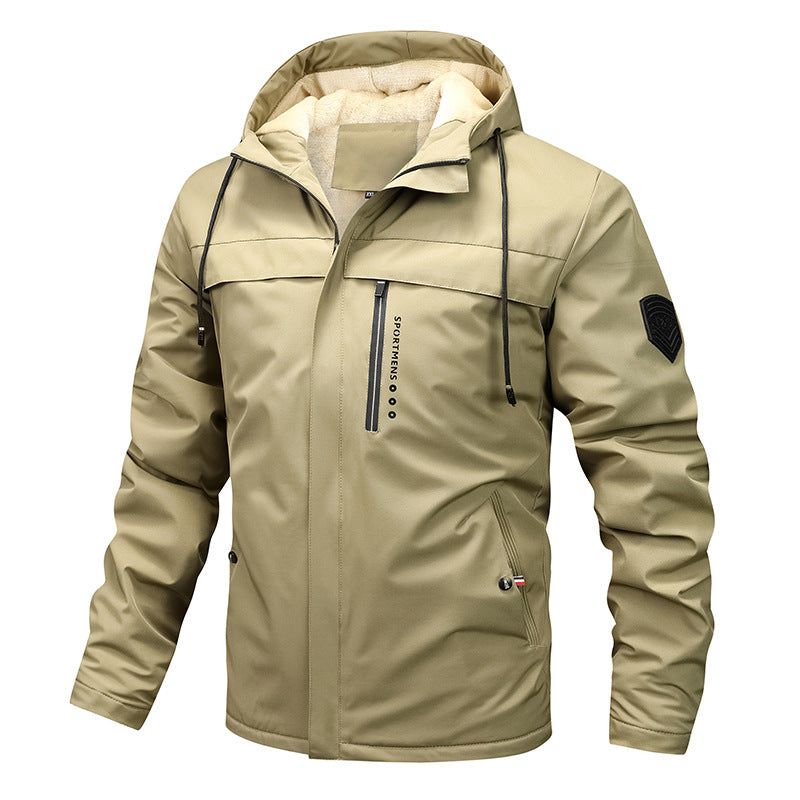 Men's windproof softshell jacket with adjustable hood, fleece inner lining and concealed zipper pockets Mune Fashion