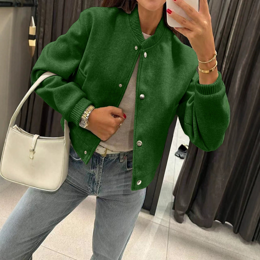 Women's short bomber-style jacket made of teddy fleece with ribbed cuffs Drune