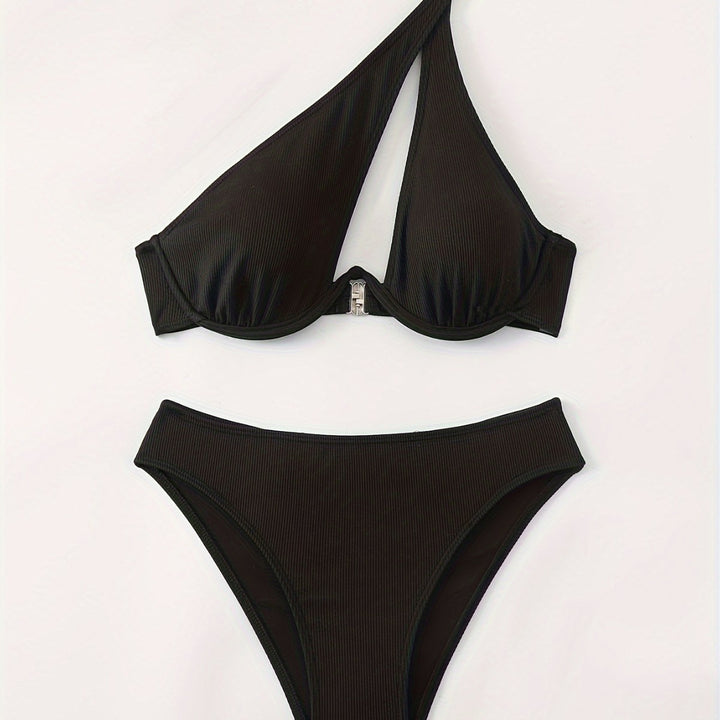 Women's bikini set with asymmetrical strap design and supportive push-up top Mune Fashion