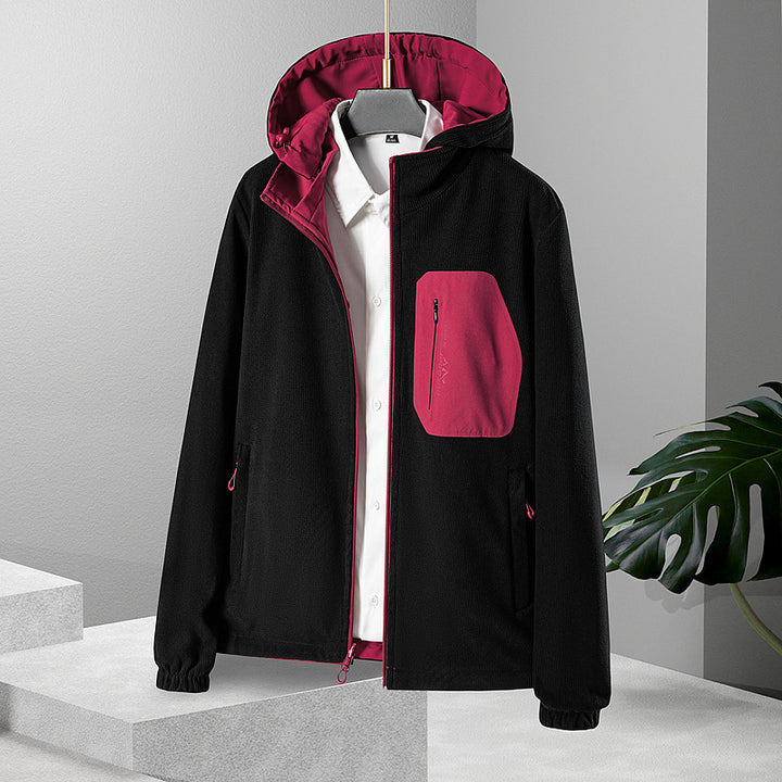 Women's lightweight waterproof softshell jacket with hood and chest zipper pocket Mune Fashion