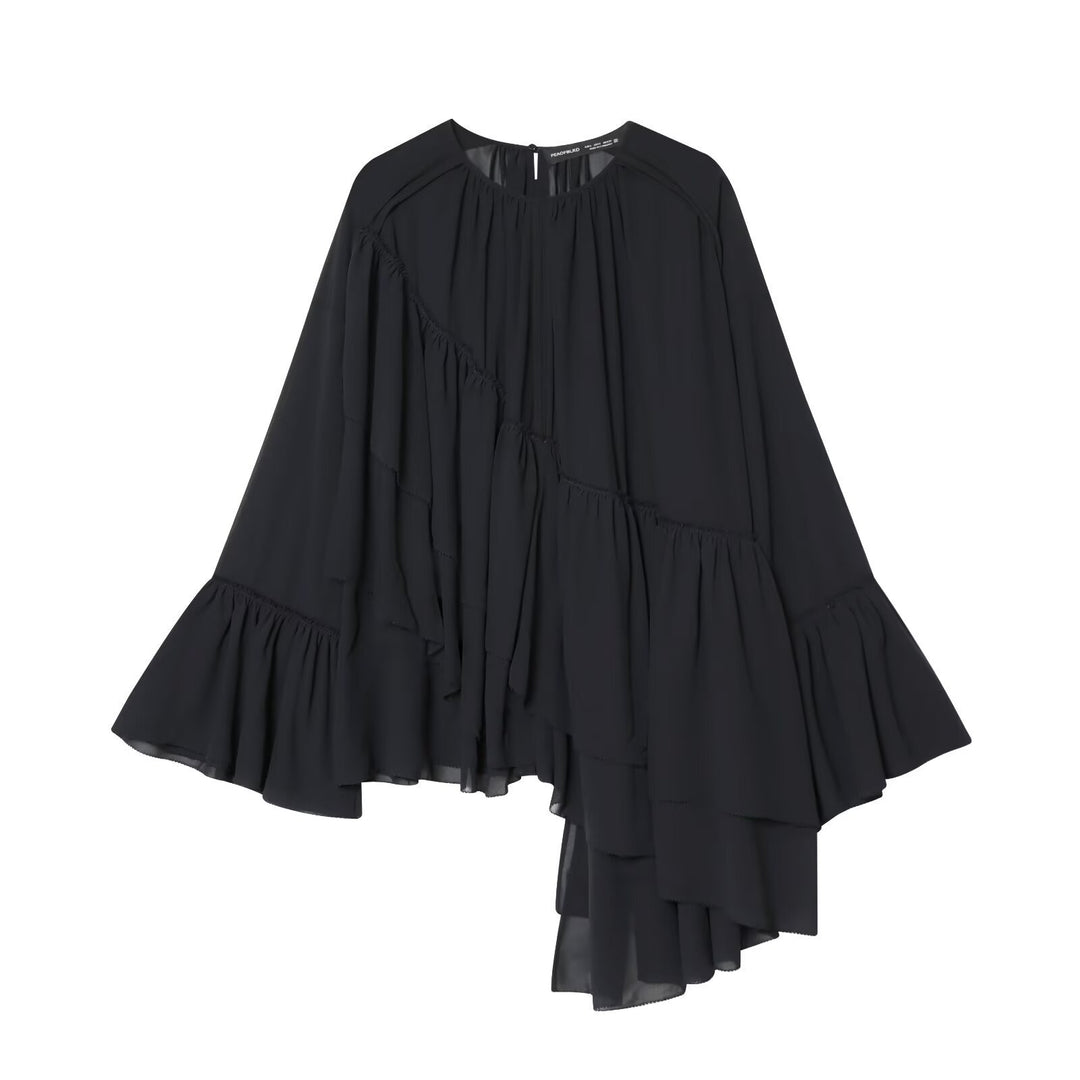 Women's asymmetrical ruffle tunic with gathers Mune Fashion