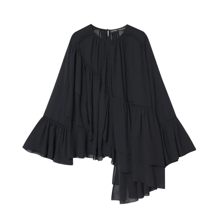 Women's asymmetrical ruffle tunic with gathers Mune Fashion