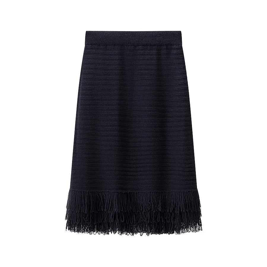 Women's crocheted openwork cardigan with fringe trim and boxy silhouette Mune Fashion