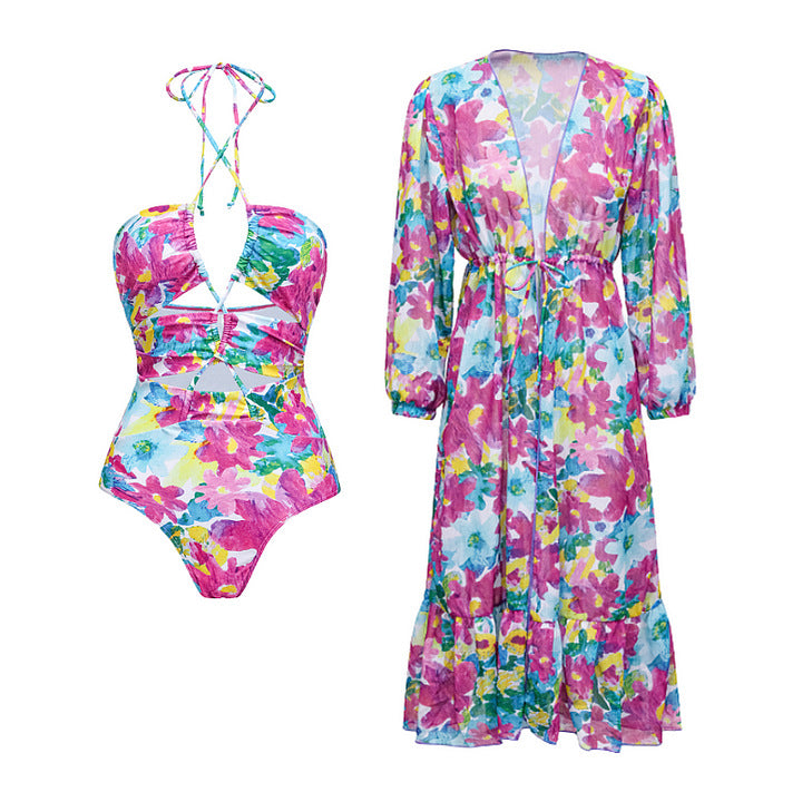 Women's bikini set with voluminous ruffle details and flowing maxi skirt Mune Fashion