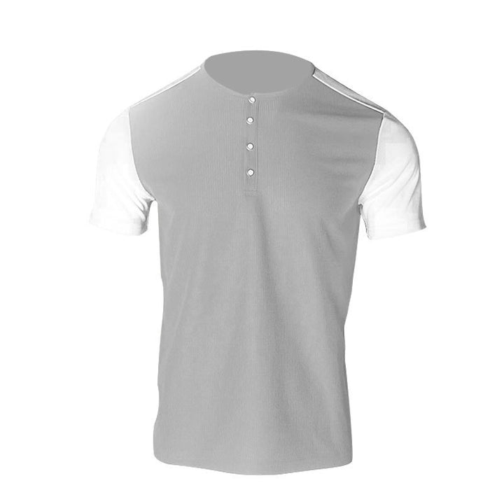 Men's short-sleeved Henley shirt with mid-length button placket and raglan sleeves Mune Fashion