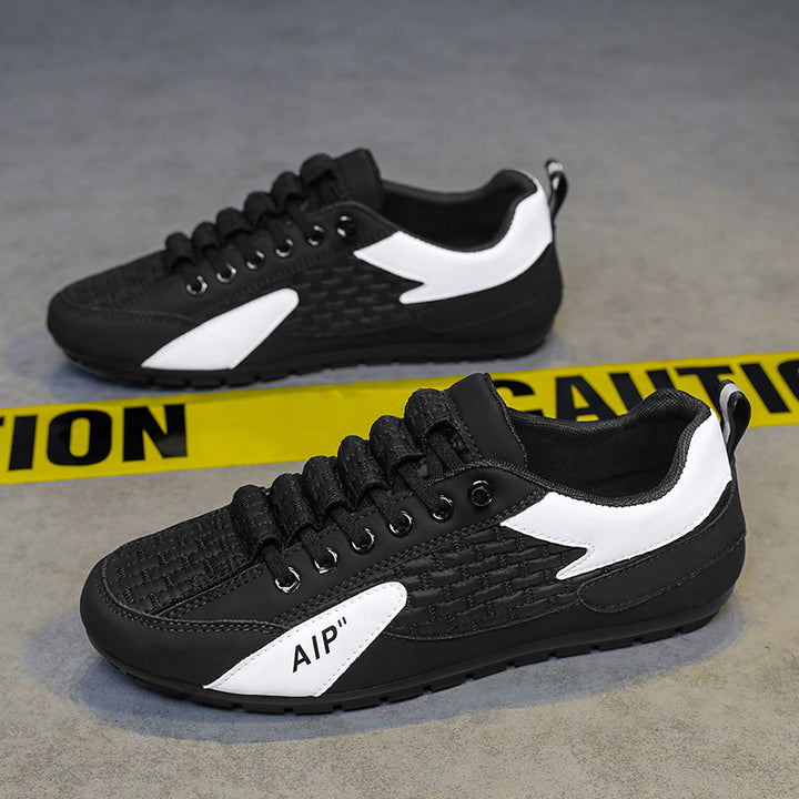 Men's Woven Low-Top Sneaker with Lightly Treaded Sole and Panel Details Mune Fashion