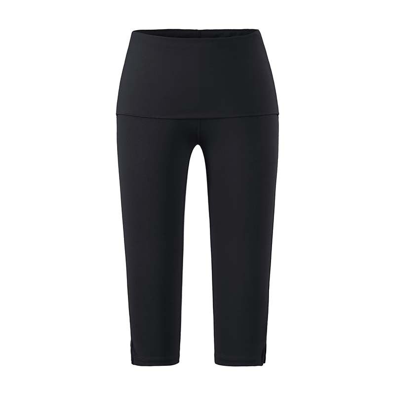 Women's capri leggings with high fold-over waistband, shaping effect and side leg slit Mune Fashion