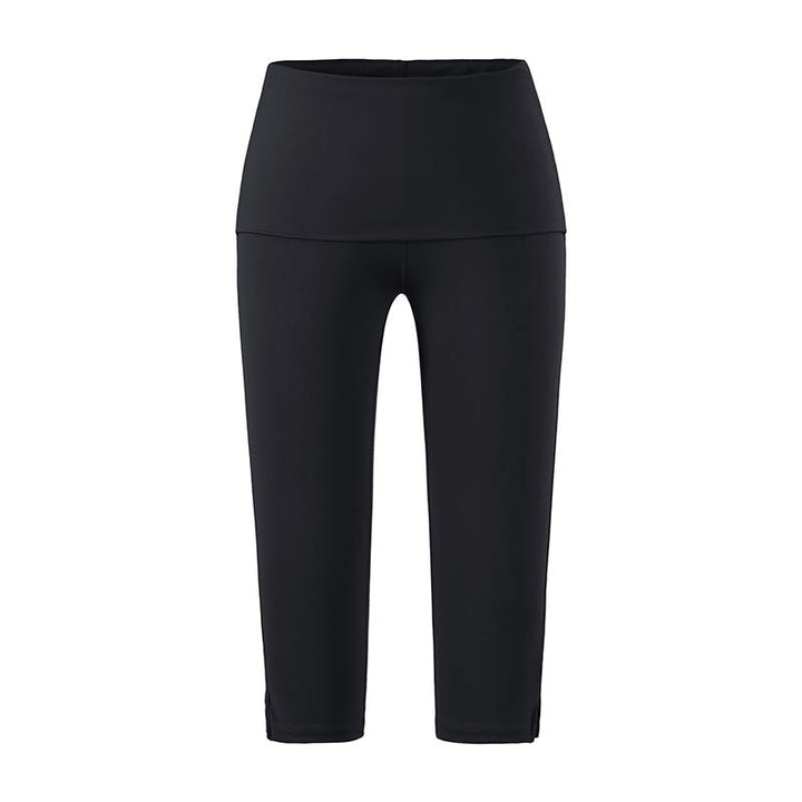 Women's capri leggings with high fold-over waistband, shaping effect and side leg slit Mune Fashion