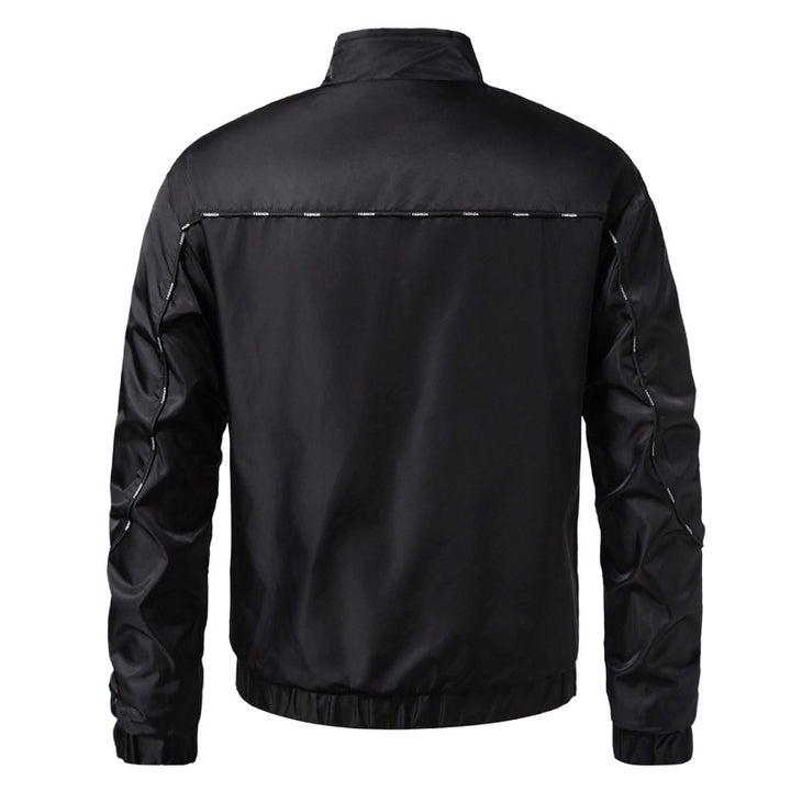 Men's Lightweight Utility Bomber Jacket with Flap Pockets, Stand-Up Collar, and Elastic Hem Mune Fashion
