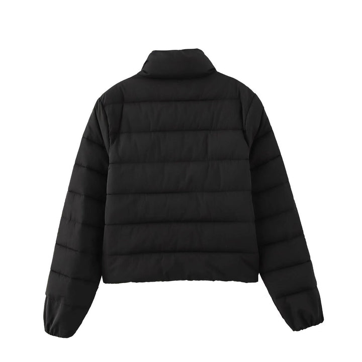 Women's Short Quilted Jacket with Stand-Up Collar, Zipper and Elastic Cuffs Mune Fashion