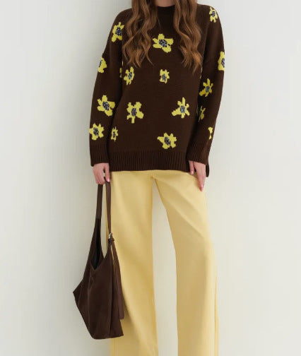Ladies' Fashionable Sweater with Floral Patterns