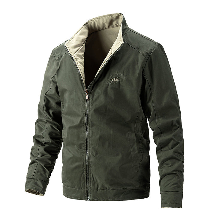 Men's Lightweight Water-Repellent Zip Jacket with Stand Collar and Contrasting Lining Mune Fashion