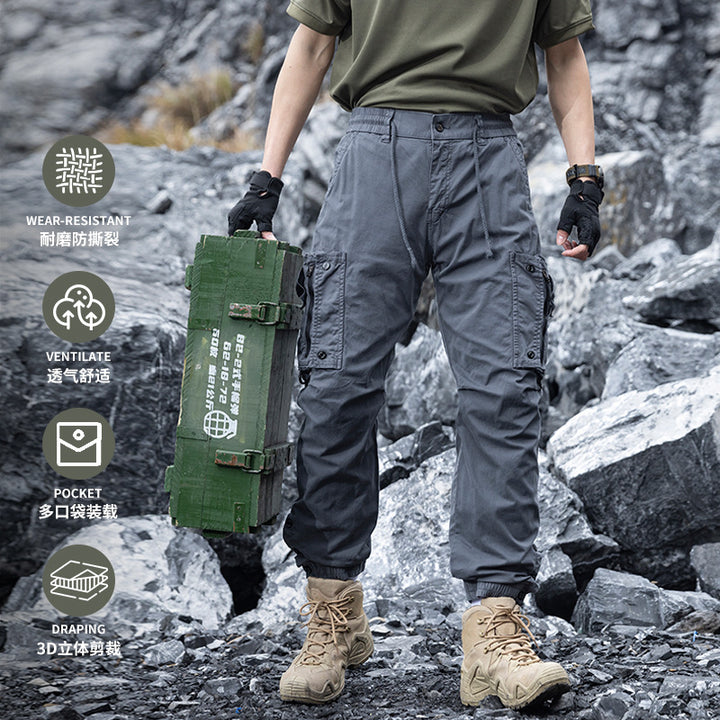 Men's Multifunctional Cargo Jogging Pants with Drawstring Waistband, Zipper Pockets, and Adjustable Ankle Cuffs Mune Fashion
