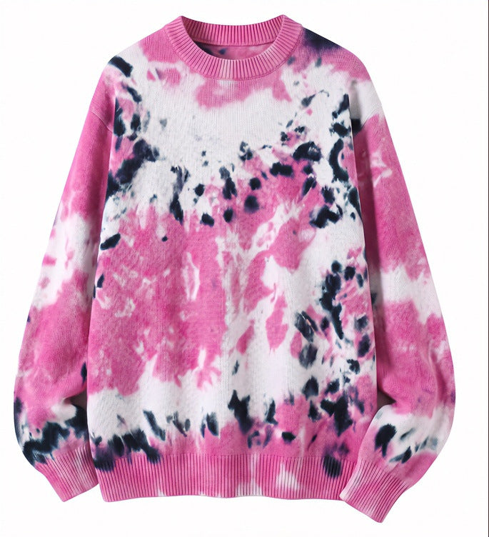 Men's Oversized Batik Sweater with Crew Neck and Ribbed Cuffs Mune Fashion
