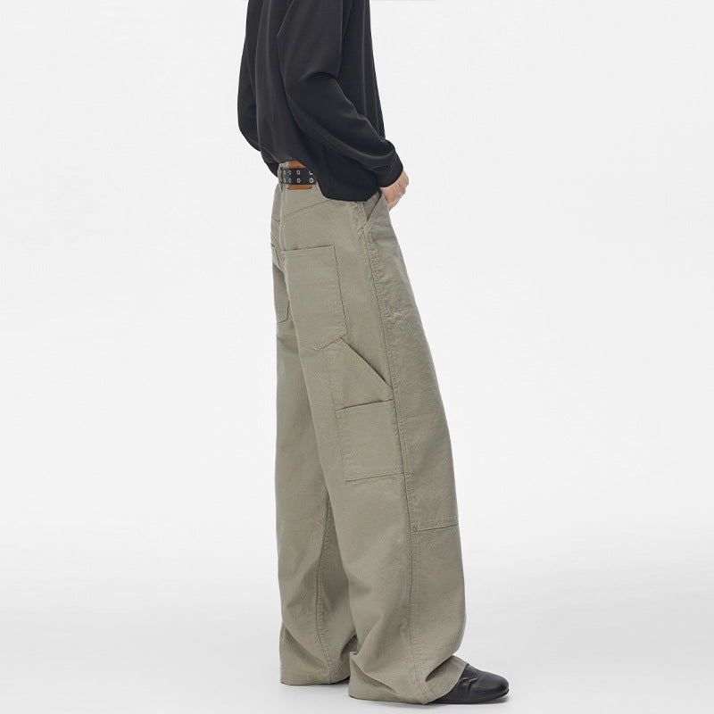 Men's Extra Wide Canvas Utility Pants with Split Legs and Snap Button Details Mune Fashion