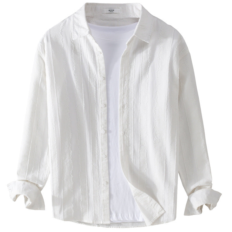 Men's lightweight structured shirt made of cotton blend with fine stripe pattern and classic collar Mune Fashion