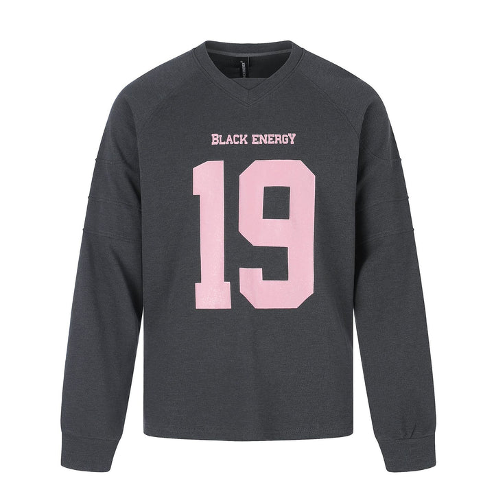 Women's Oversize Sweatshirt with V-neck, Raglan Sleeves, and Front Print Mune Fashion