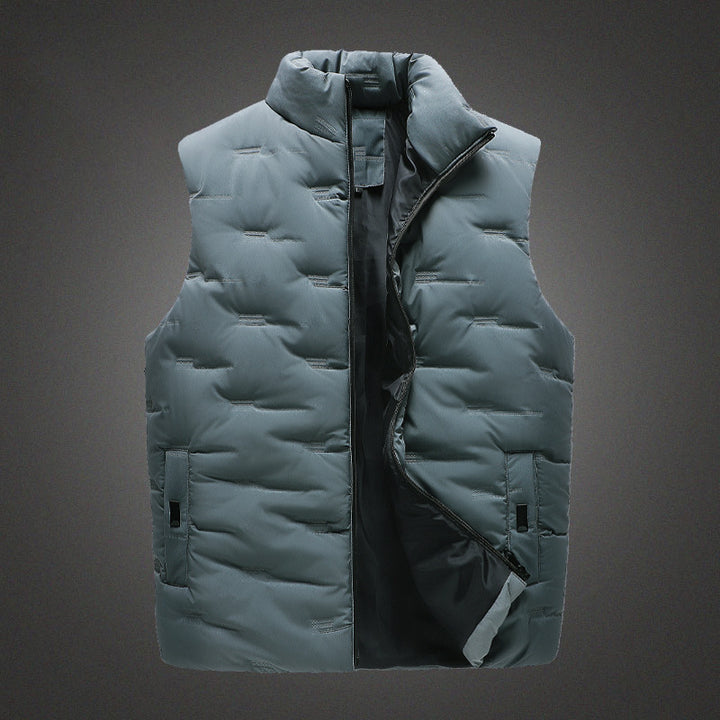 Men's Lightweight Thermal Quilted Vest with High Collar, Windproof Microfiber Shell, and Concealed Zipper Pockets Mune Fashion
