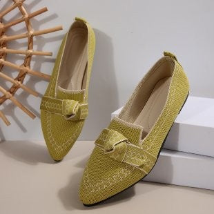 Women's woven lace slippers with decorative bow and padded comfort footbed Mune Fashion