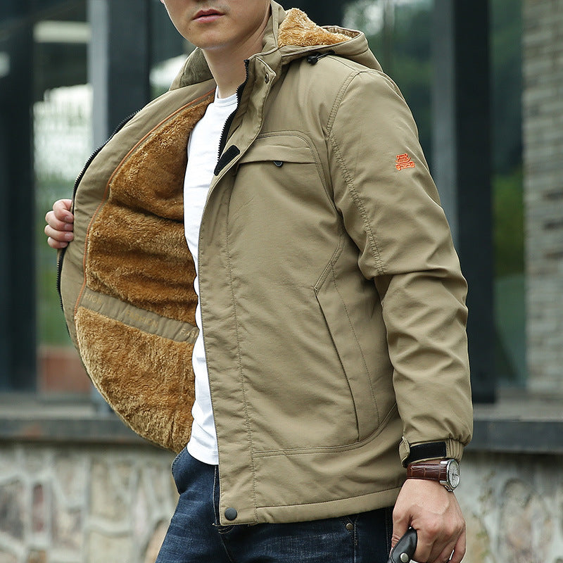 Men's padded hooded parka with teddy lining and windproof canvas look Mune Fashion
