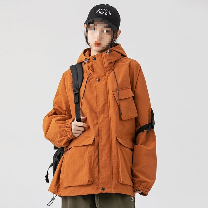 Women's Oversize Utility Transition Jacket with Hood, Multiple Pockets & Drawstring Mune Fashion
