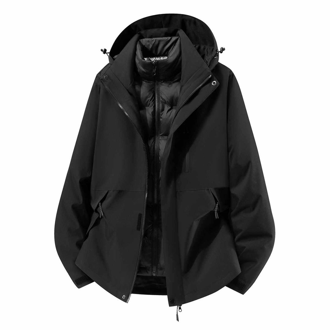 Men's Waterproof Three-Piece Winter Jacket with Removable Down Inner Jacket and Hood Mune Fashion