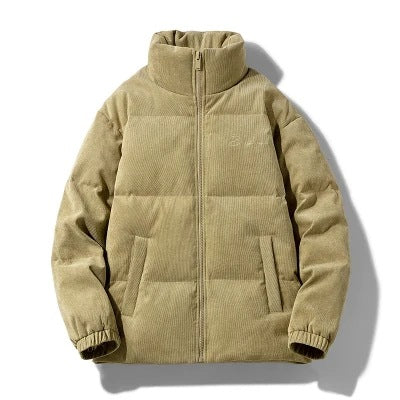 Unisex Cord Quilted Jacket with Stand Collar and Thermal Insulation Mune Fashion