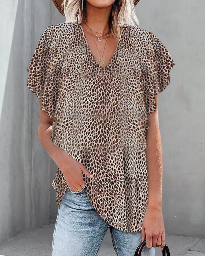 Women nan relaxed-fit blouse tunic with V-neck, layered sleeves and flattering hemline Mune Fashion