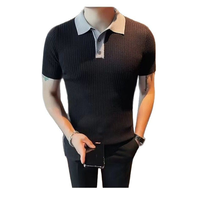 Men's Short Sleeve Polo Shirt with Ribbed Structure Mune Fashion