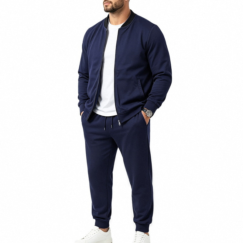 Men's Nan Sportives Two-Piece Jogging Suit Set with Bomber Jacket and Tapered Jogging Pants Mune Fashion