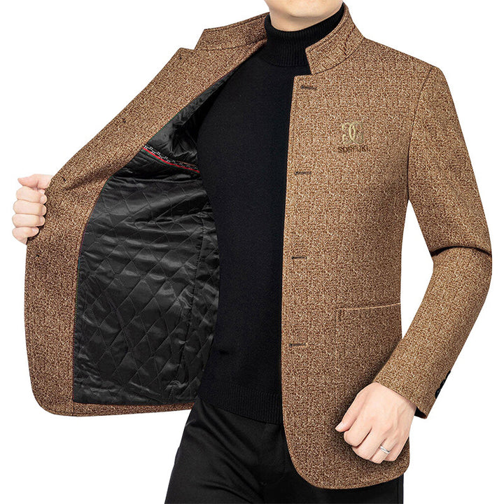 Men's Modern Stand-Up Collar Blazer in Travel Style with Padded Lining Mune Fashion