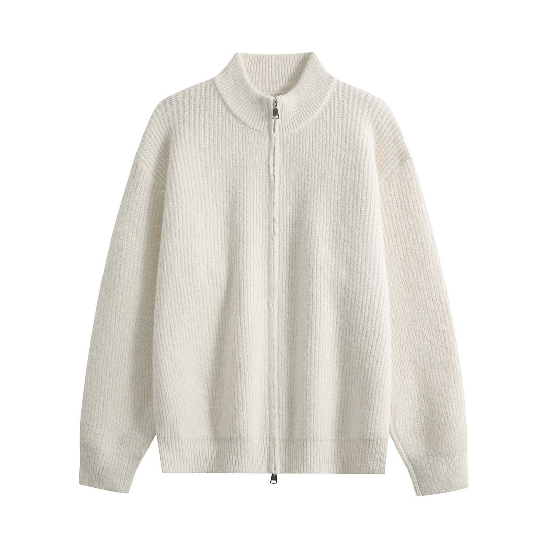 Women's Oversized Cardigan with Round Neck, Ribbed Hem & Contrast Buttons Mune Fashion