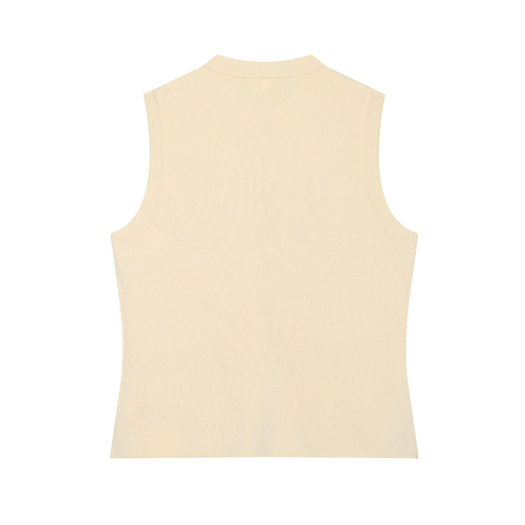 Women's knit vest in military style with golden decorative buttons Mune Fashion