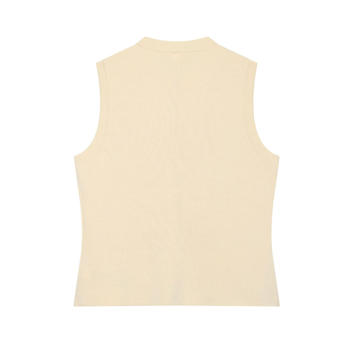 Women's knit vest in military style with golden decorative buttons Mune Fashion