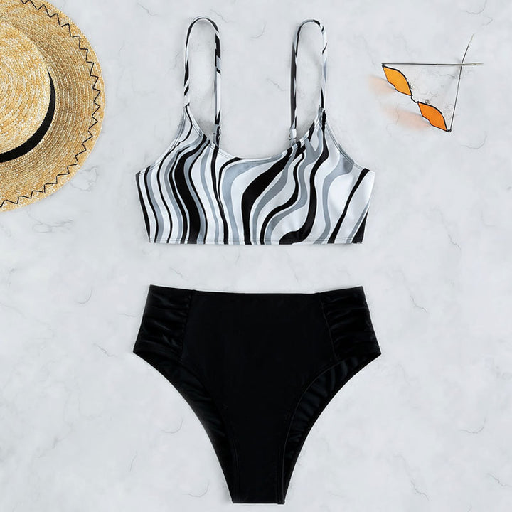 Women Bikini Set with elegant wave pattern Mune Fashion