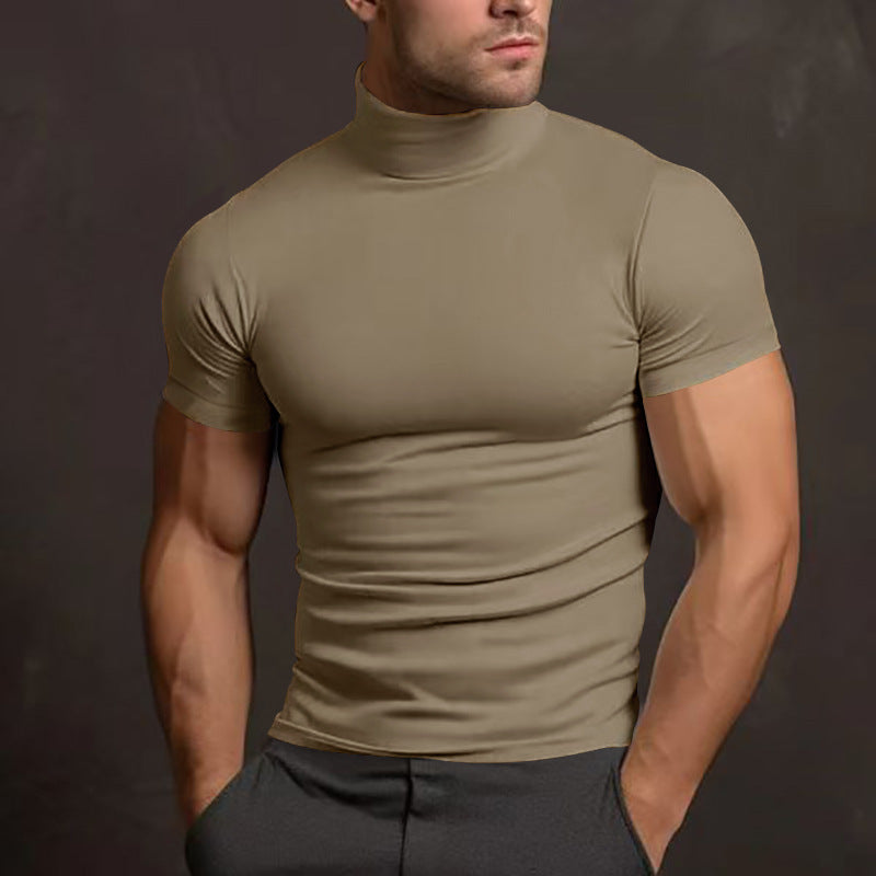 Men's body-hugging short-sleeve roll-neck shirt made of stretch jersey Mune Fashion