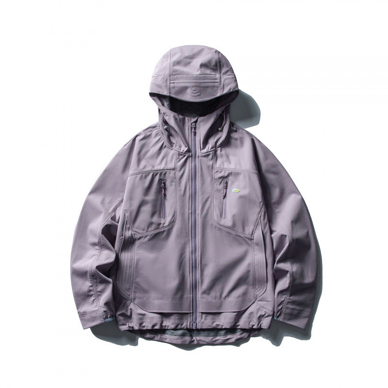 Unisex Lightweight Softshell Outdoor Jacket with Adjustable Hood, Water-Repellent Membrane, and Ergonomic Breast Pockets Mune Fashion