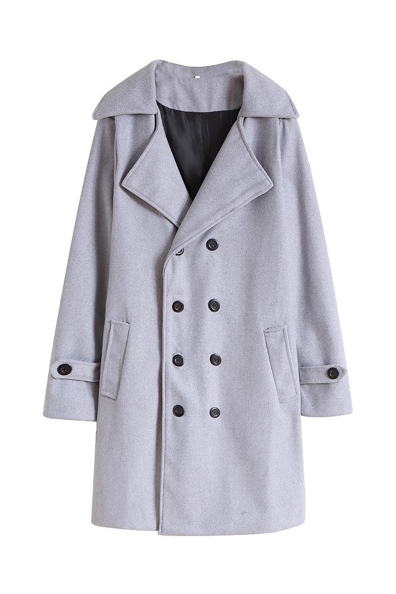 Men's elegant double-breasted wool coat with wide lapels and tailored business cut Mune Fashion