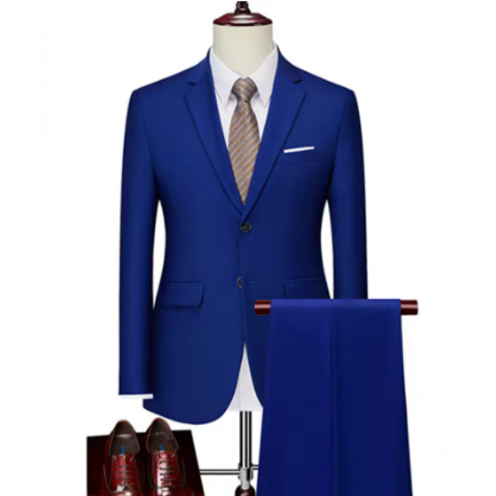 Men's Tailored Two-Piece Suit with Slim Lapel and One-Button Closure Mune Fashion