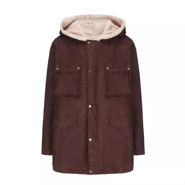 Women's parka with teddy lining, hood and applied pockets Mune Fashion