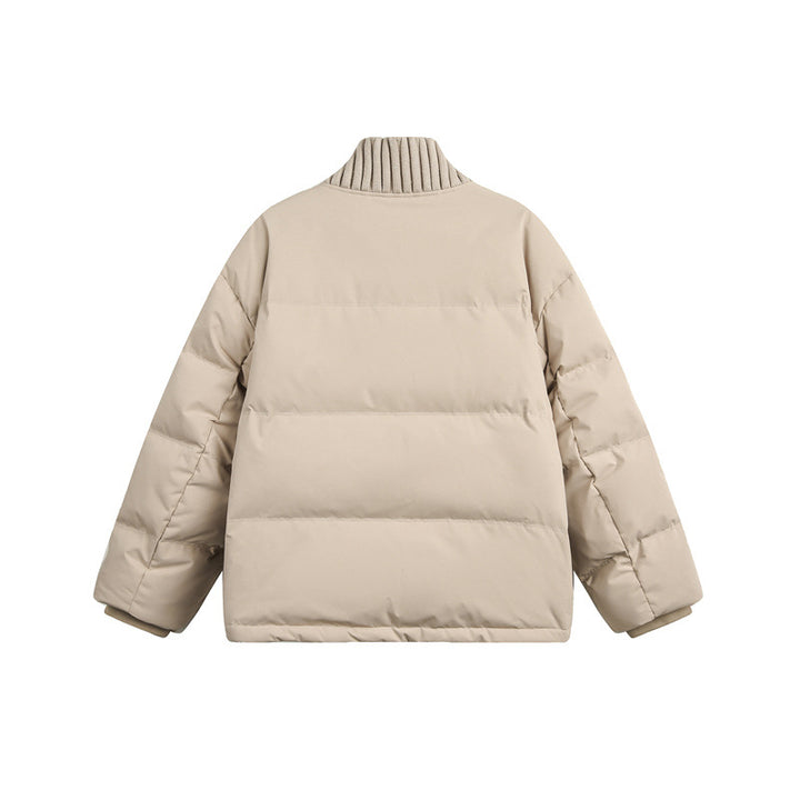 Unisex Short Quilted Oversized Padded Jacket with Ribbed Collar and Snap Closure Mune Fashion