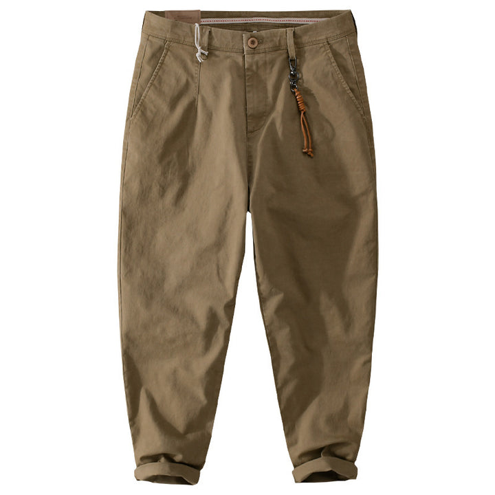 Men's Cotton Twill Chino in Relaxed Tapered Fit with Drawstring Waistband and Patch Pockets Mune Fashion