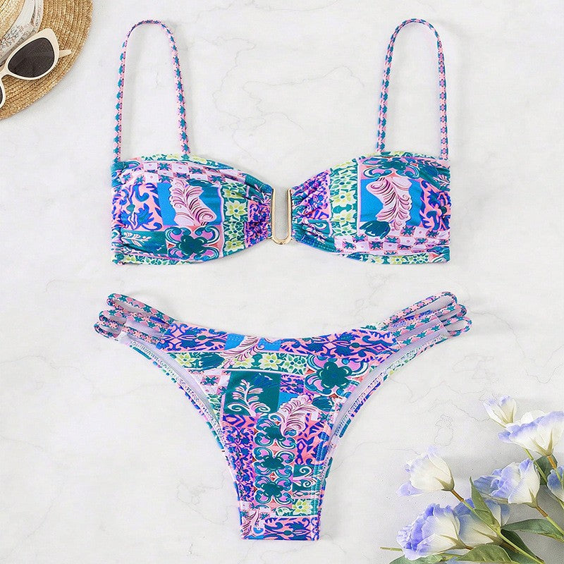 Women's bandeau bikini with fashionable patchwork design Mune Fashion