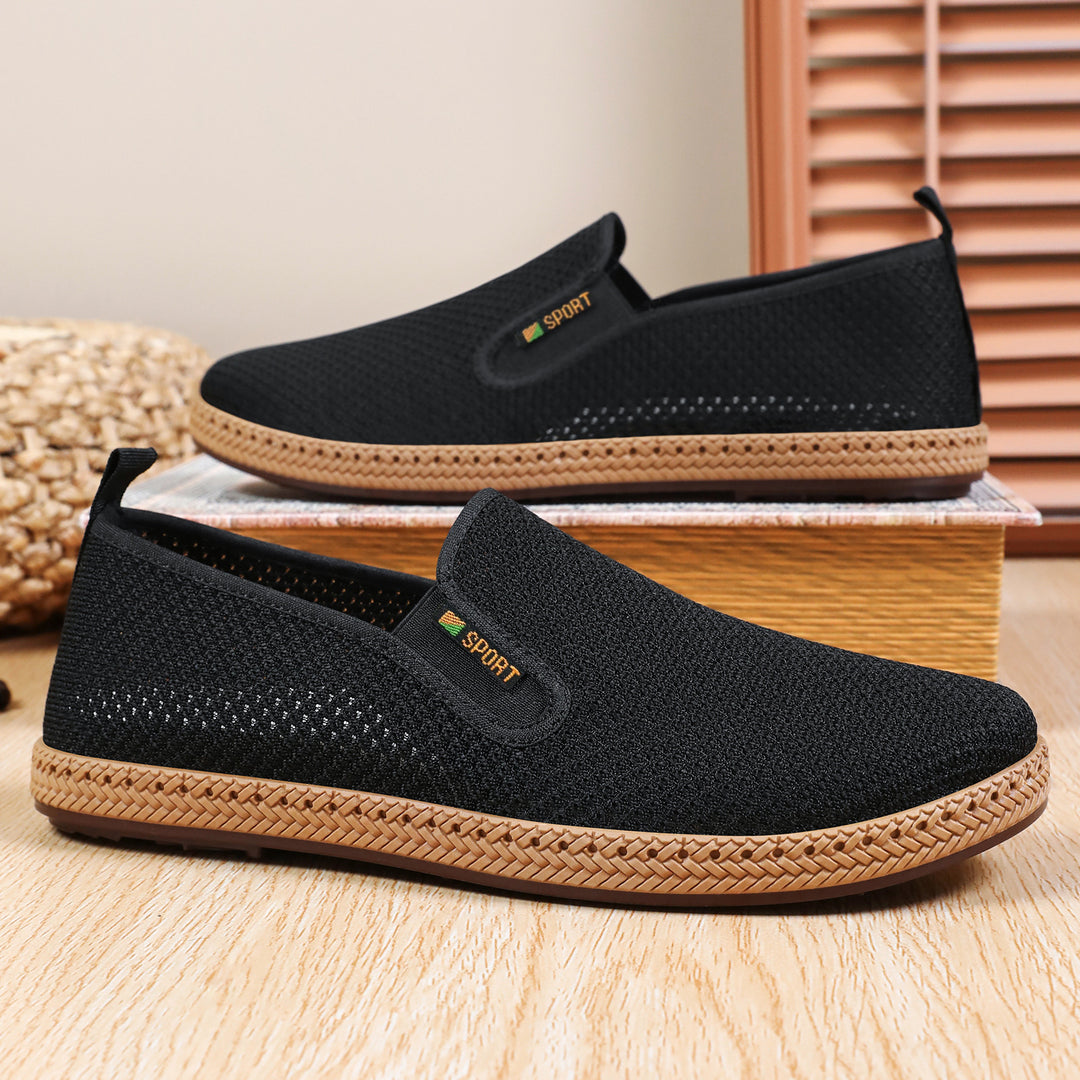 Men's breathable knit slip-on loafer with elastic entry, braided decorative sole, and padded comfort insole Mune Fashion