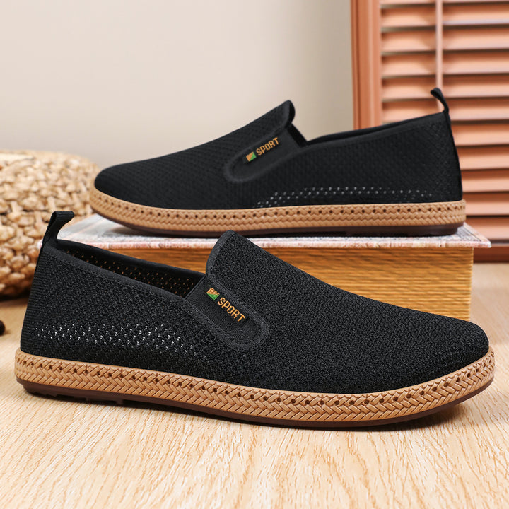 Men's breathable knit slip-on loafer with elastic entry, braided decorative sole, and padded comfort insole Mune Fashion