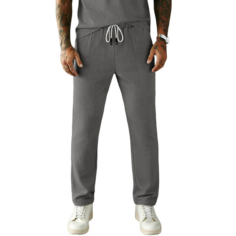 Men's Slim-Fit Jogging Pants with Drawstring, Elastic Waistband, and Side Pockets Mune Fashion