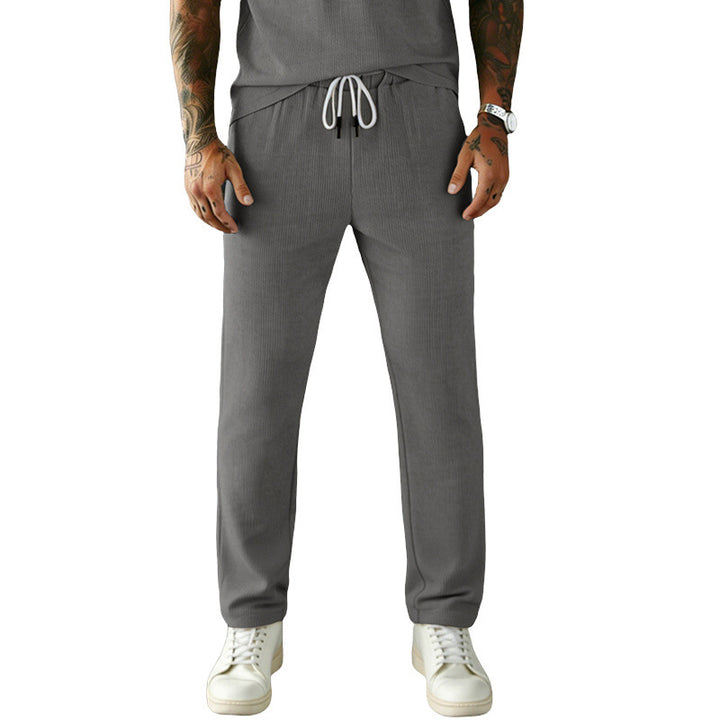 Men's Slim-Fit Jogging Pants with Drawstring, Elastic Waistband, and Side Pockets Mune Fashion