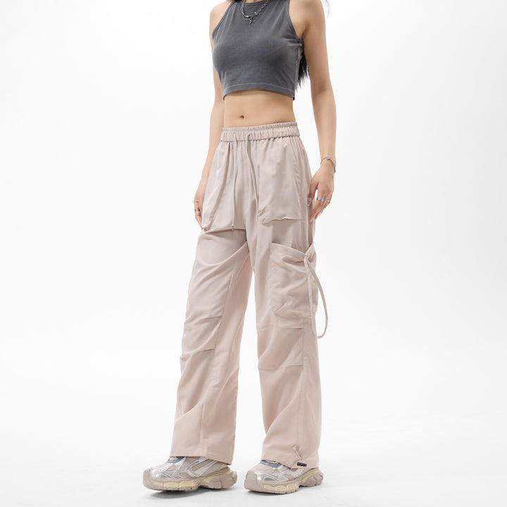 Men's Oversized Cargo Trousers in Baggy Utility Cut with Elastic Waistband, Flap Pockets and Adjustable Hem Closures Mune Fashion