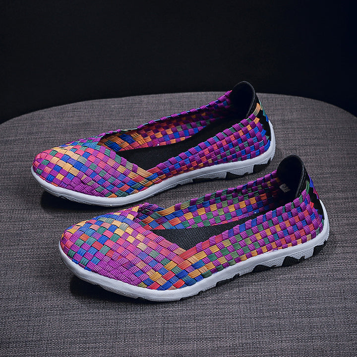 Women's knitted slip-on casual shoe with braided upper material and non-slip flexible sole Mune Fashion