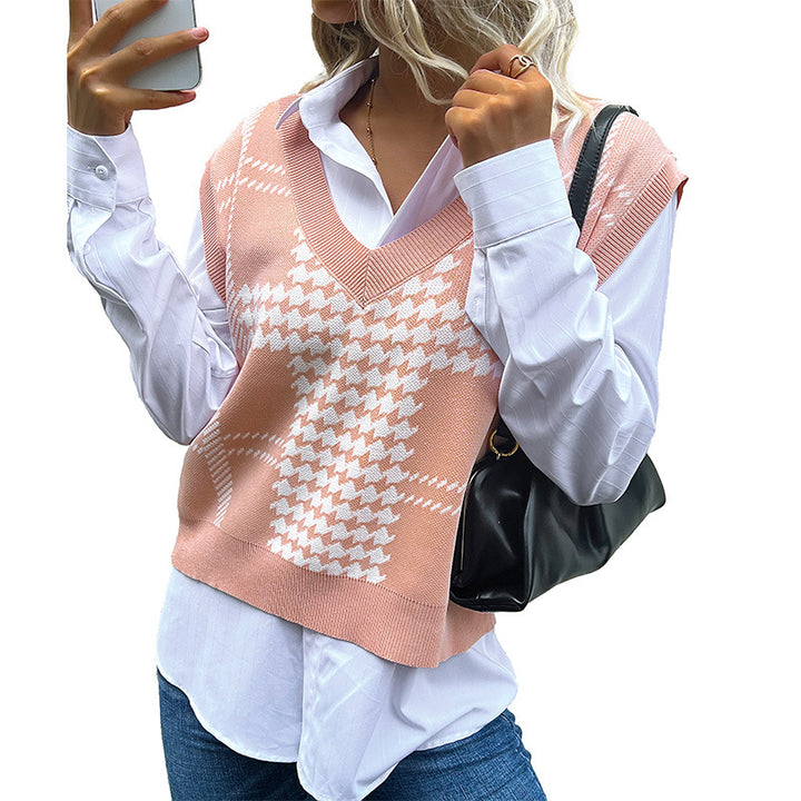Ladies Trendy V-Neck Knit Sweater Mune Fashion